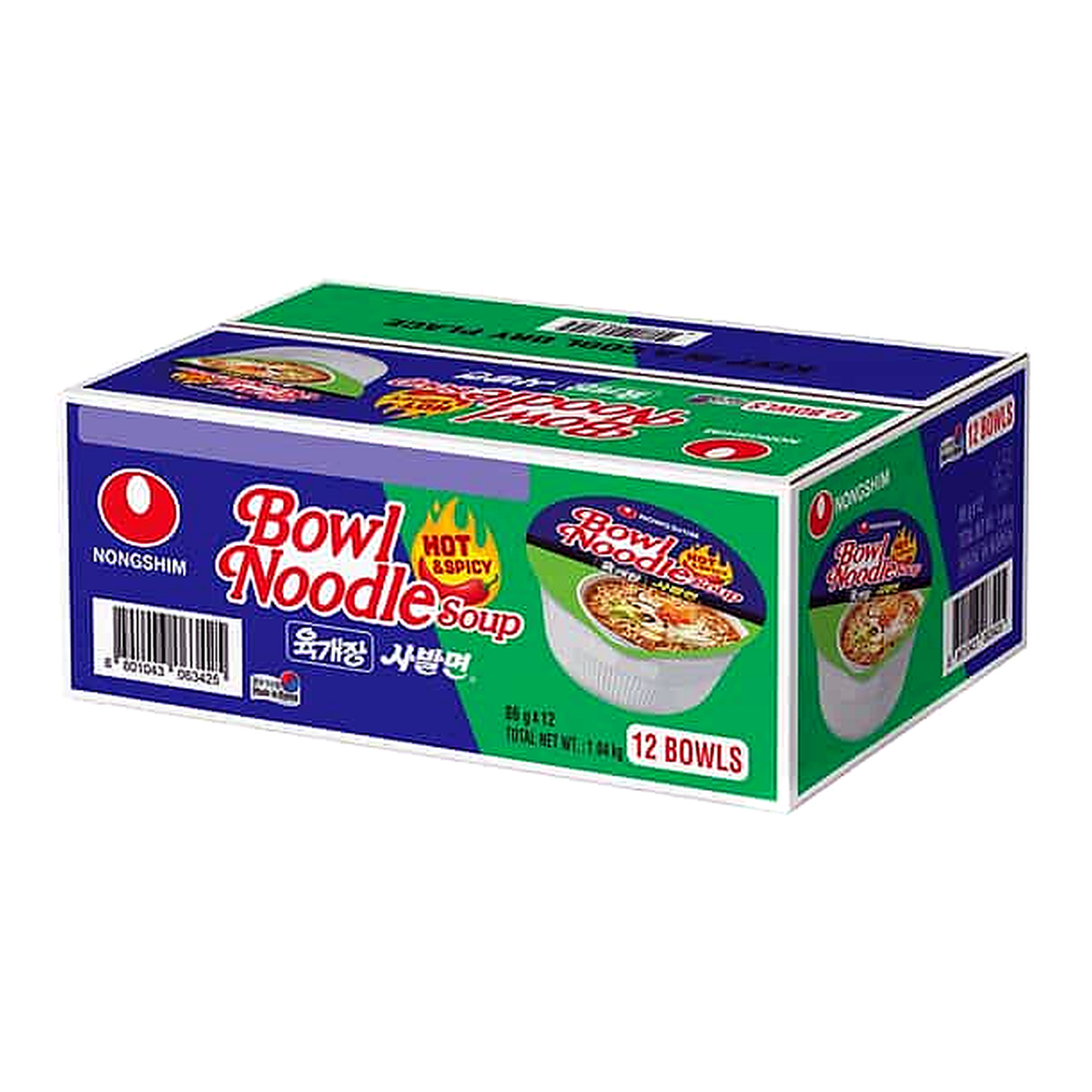 Nongshim Hot & Spicy Bowl Noodle (12 pk)