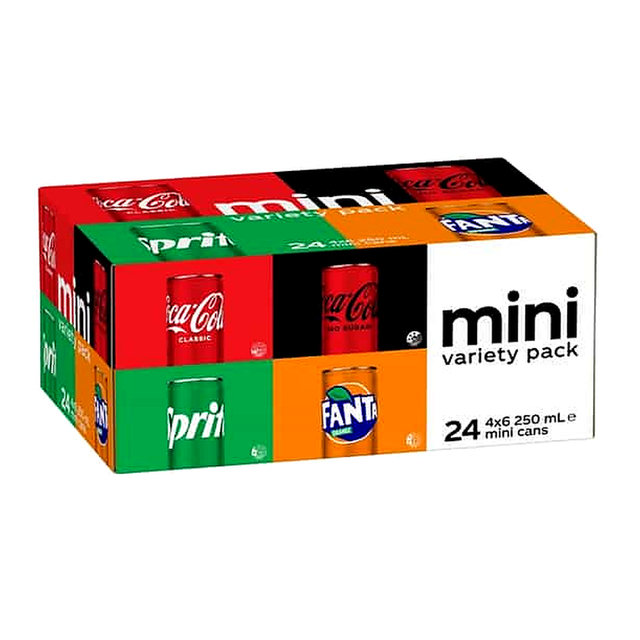 Coke Soda Mini Cans Variety Pack (250 ml x 24 pk)