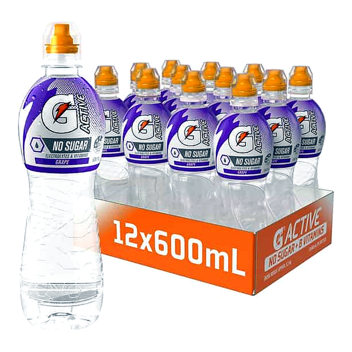 Gatorade G Active No Sugar Grape Electrolyte Water Bottles (600 ml x 12 pk)