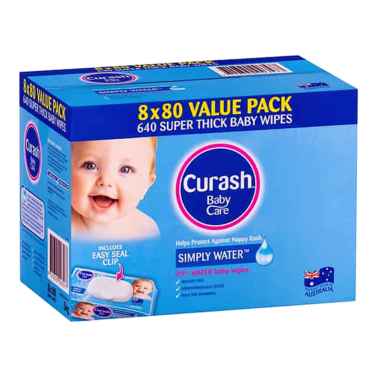 Curash Simply Water Wipes Sheets (8 pk x 80 ea)