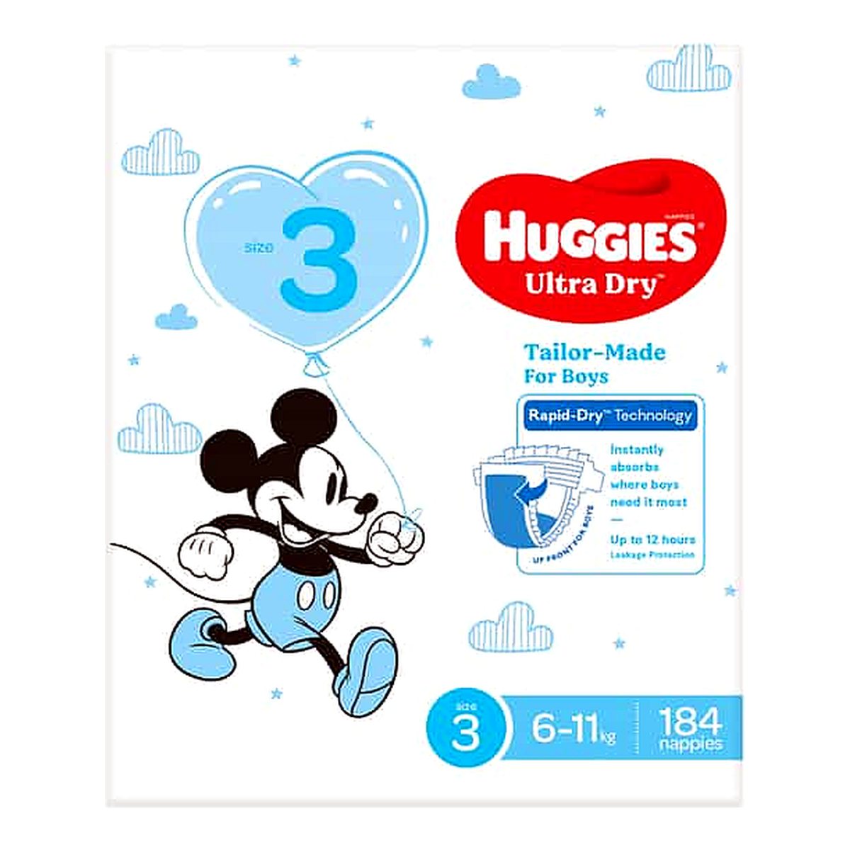 Huggies Boys' Ultra Dry Nappies Size 3 Crawler (184 pk)