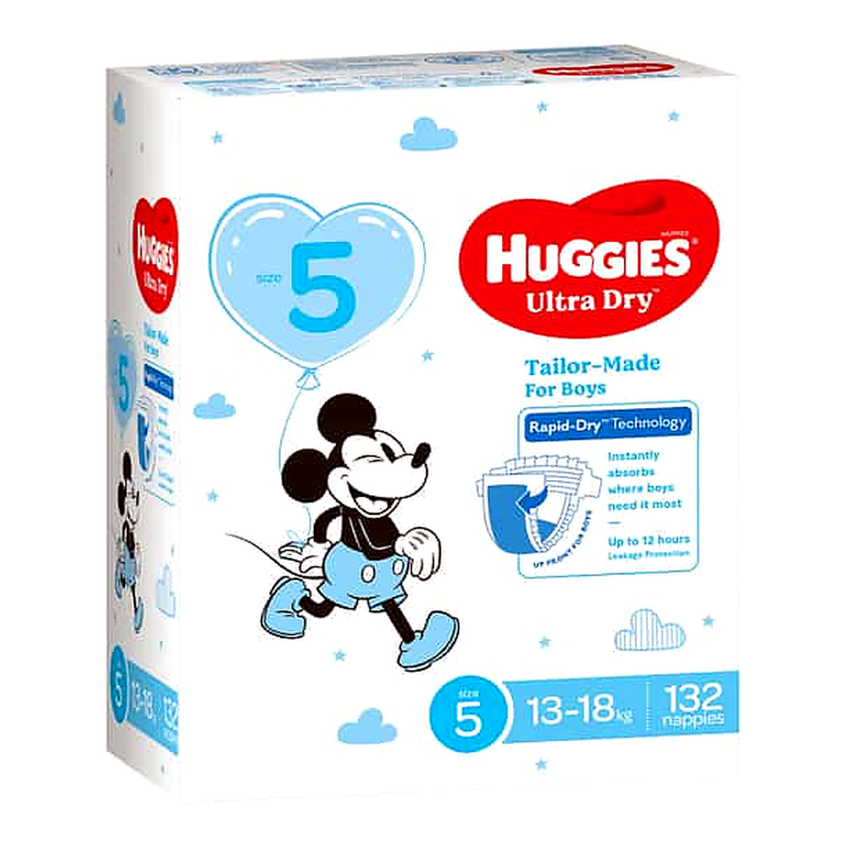 Huggies Boys' Ultra Dry Nappies Size 5 Walker (132 pk)