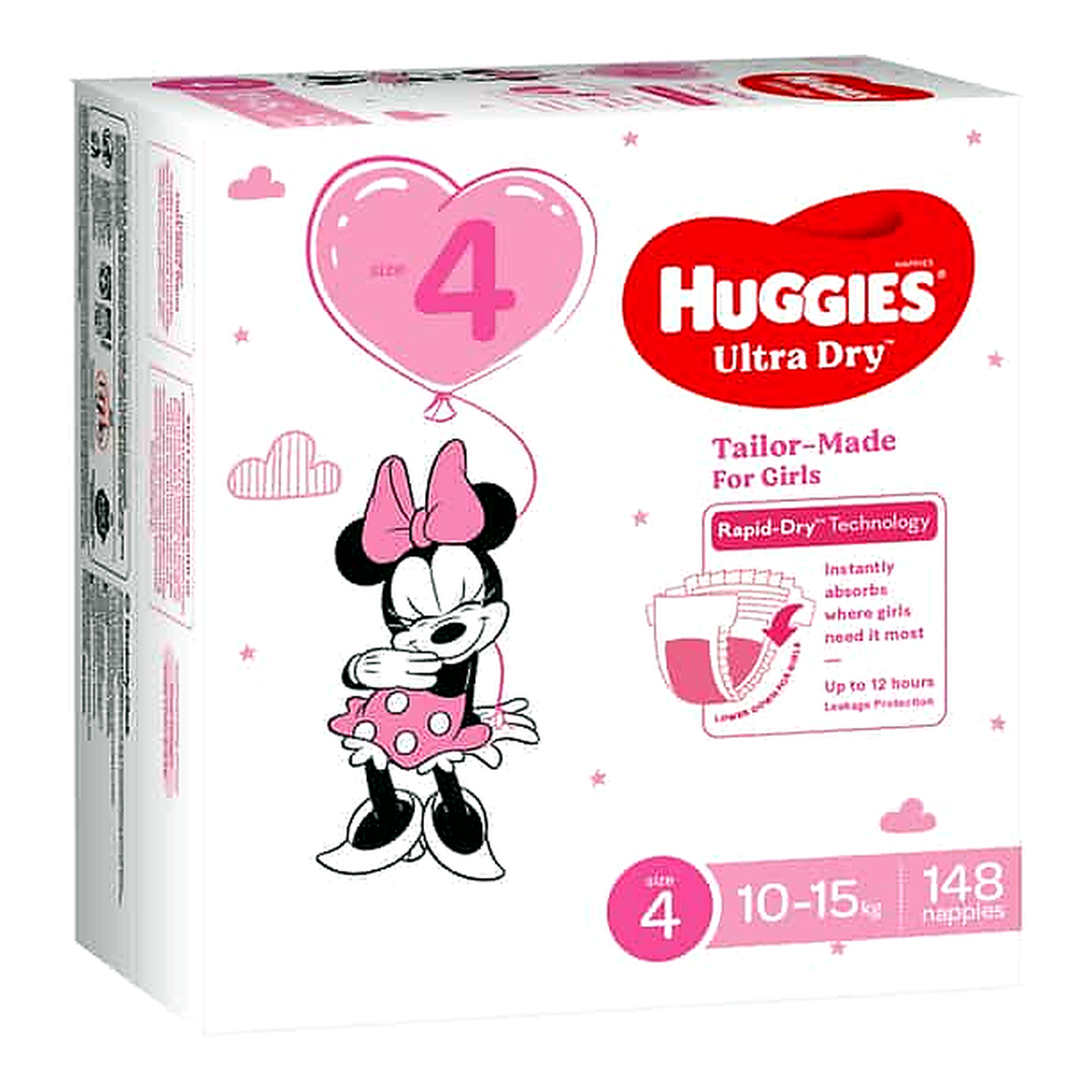 Huggies Girls' Ultra Dry Nappies Size 4 Toddler (148 pk)