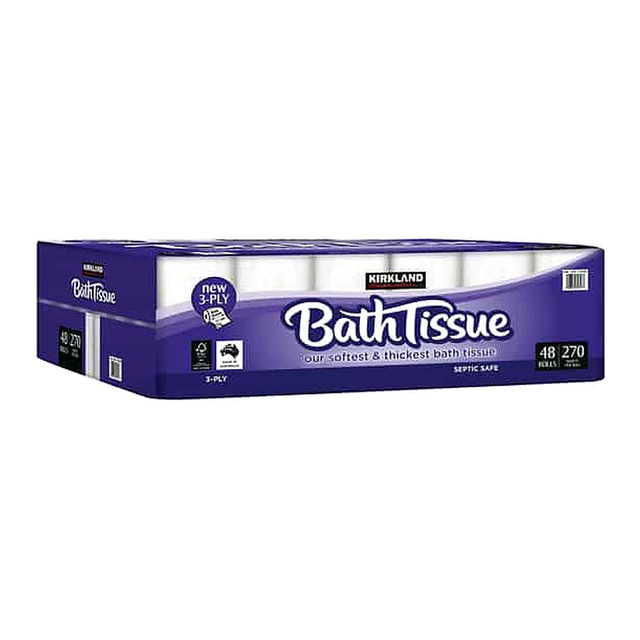 Kirkland Signature 3 Ply 270 Sheets Bath Tissue Rolls (48 pk)