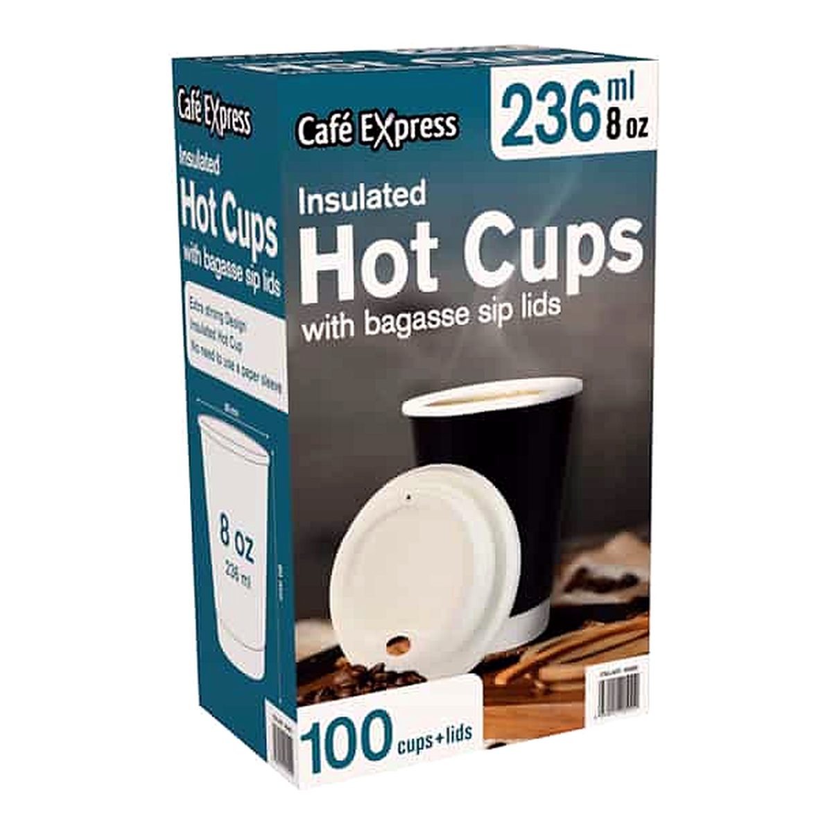 Cafe Express Double Wall Hot Cup & Lid (236 ml x 100 pk)