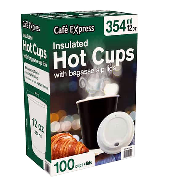 Cafe Express Double Wall Hot Cup & Lid (354ml x 100 pk)