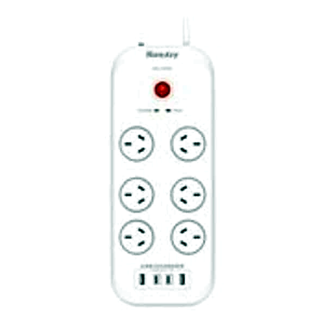 Huntkey 6 Way Twin Power Board (2 pk)