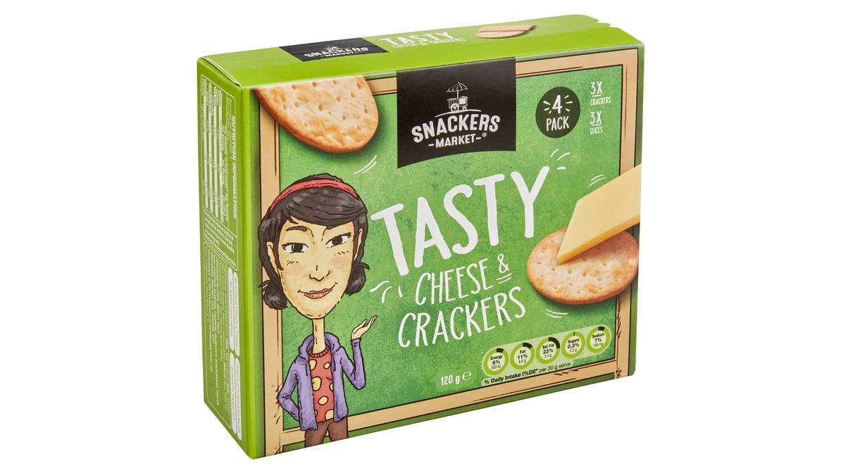 Snackers Market Tasty Cheese and Water Crackers 4 Pack (120 gs)