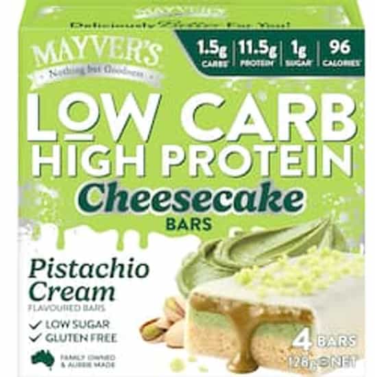 Mayvers Low Carb High Protein Pistachio Cream Cheesecake Bars (128 g × 4 pks)