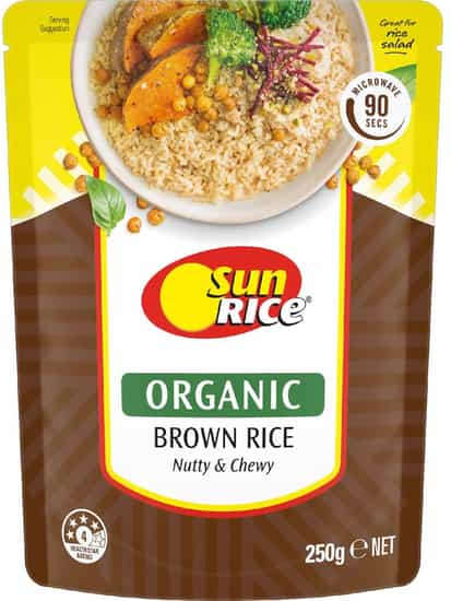 SunRice Organic Microwave Brown Rice Pouch (250 gs)