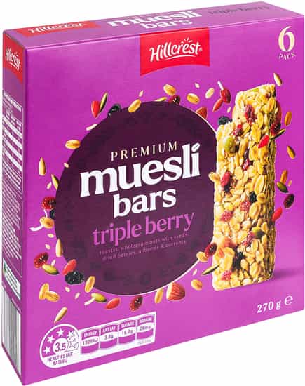 Hillcrest Triple Berry Premium Muesli Bar (270 g 6 pks)