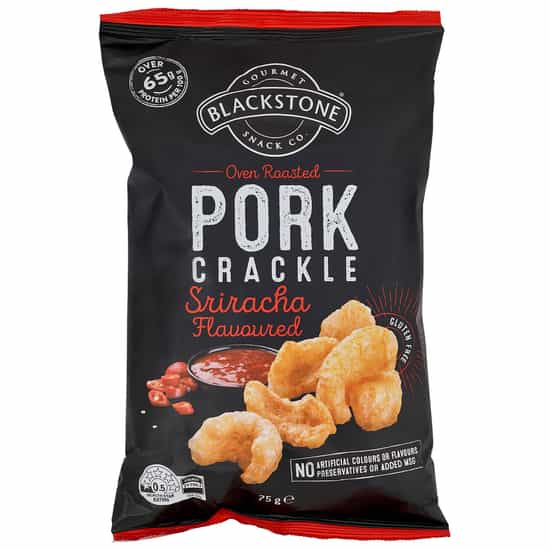 Blackstone Gourmet Snack Co. Sriracha Flavoured Pork Crackle (75 gs)