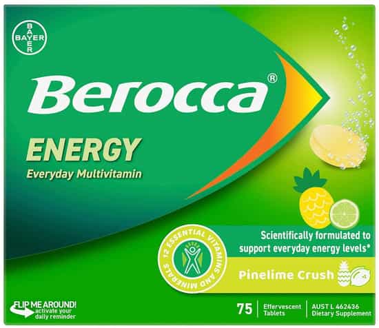 Berocca Pine Lime Energy Effervescent Tablets (75 pk)