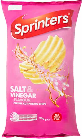 Sprinters Crinkle Cut Potato Chips Salt & Vinegar (230 gs)