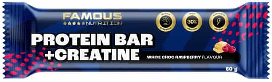 Famous Nutrition White Choc Raspberry Sport Protein & Creatine Bar (60 gs)