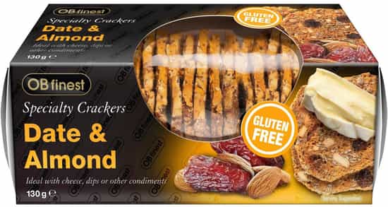 OB Finest Gluten Free Date & Almond Specialty Crackers (130 gs)