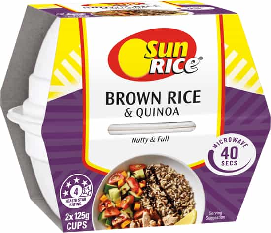SunRice Microwave Brown Rice & Quinoa Cups (125 g 2 counts)