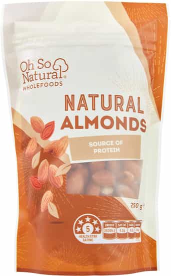 Oh So Natural Wholefoods Natural Almonds (250 gs)