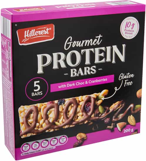 Hillcrest Gourmet Dark Chocolate & Cranberry Protein Bars (200 g 5 pks)