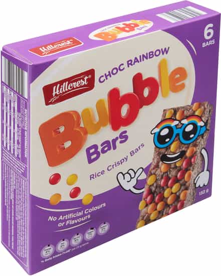 Hillcrest Bubble Bar Choc Rainbow 6 Pack (132 gs)