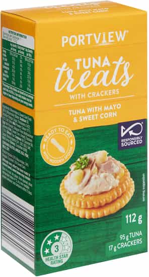 Portview Mayo & Sweet Corn Tuna Treats with Crackers (112 gs)